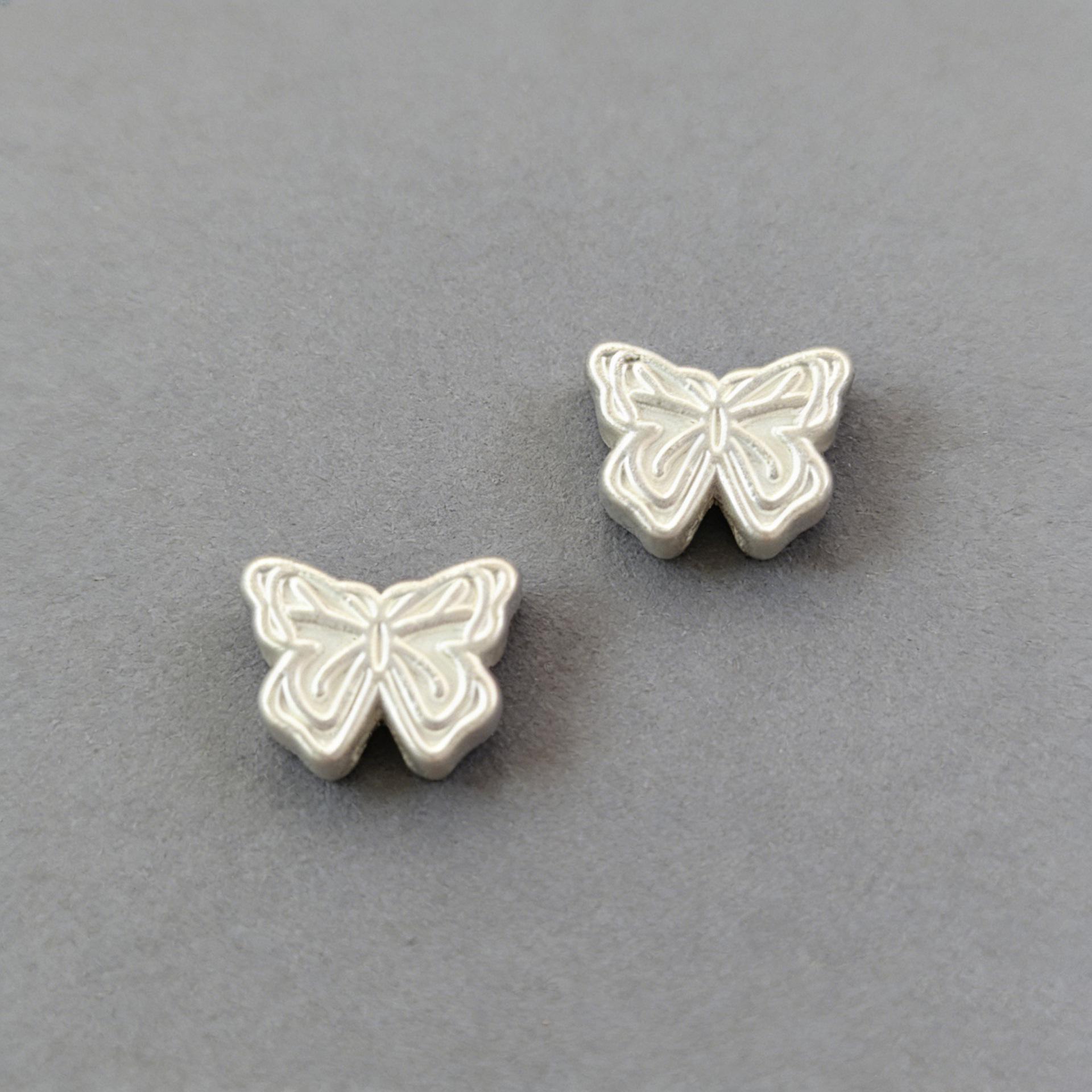 S999 Sterling Silver 3D Butterfly Spacer Beads for DIY Minimalist Jewelry
