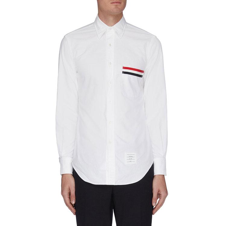 THOM BROWNE Shirts Men's White Lapel Moderate Shirt MWL288A-06177-100