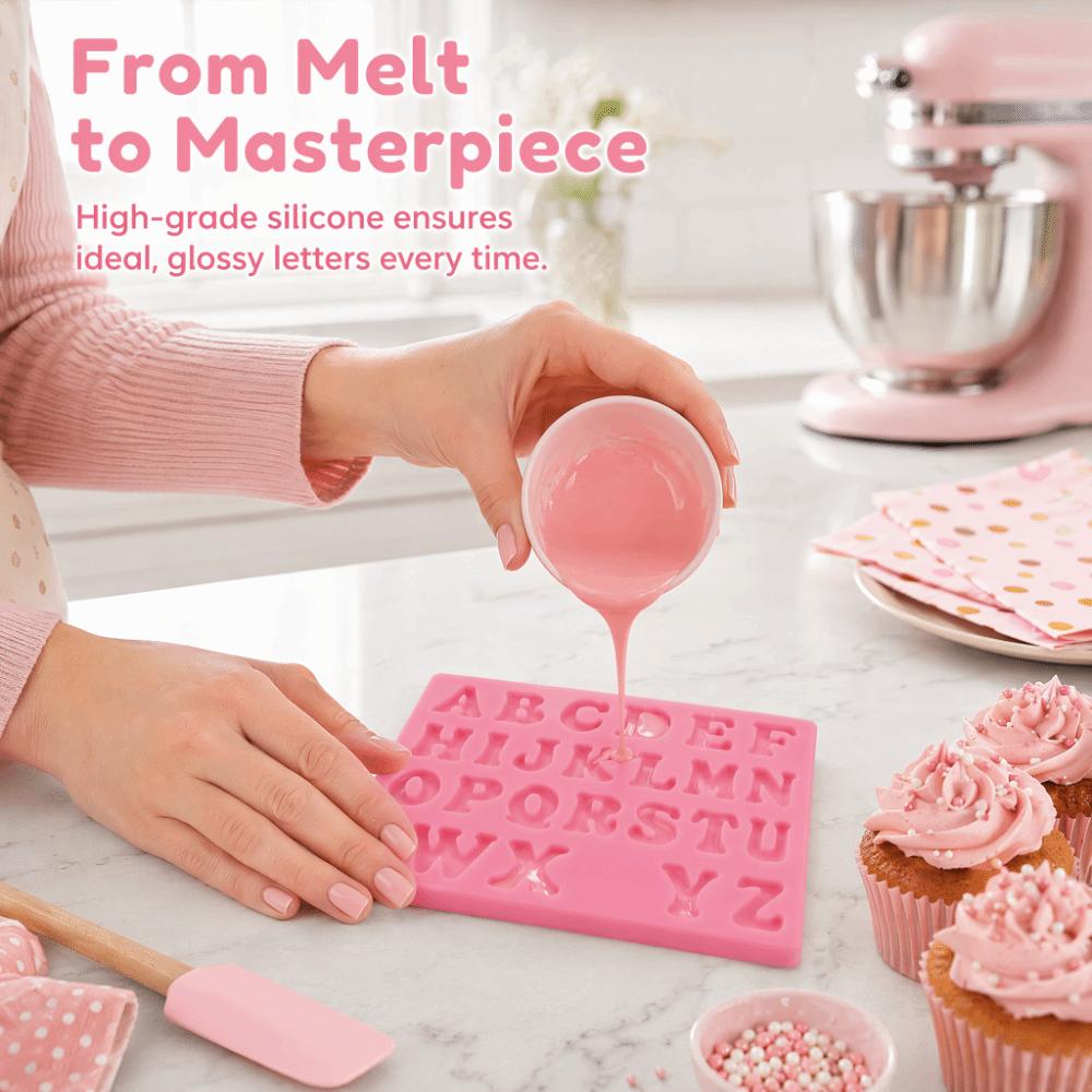 26 Letters Shape Silicone Mold Set Flexible Silicone Chocolate Candy Mold Party Decoration