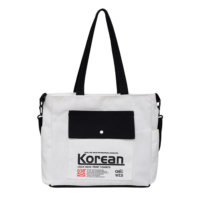 

Simple style women s hand-held canvas bag New trendy versatile messenger shoulder bag Large capacity student commuter armpit bag one size fits all