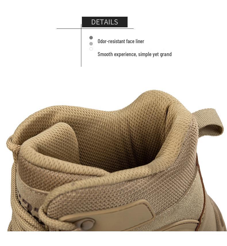 Men's Mid-Calf Tactical Combat Boots for Outdoor Hiking and Mountaineering - Anti-Kick Protection