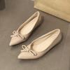 French Inner Height Increase Pointed Tip Shallow Mouth Single Shoes Women's 2025 Spring and Autumn New Bow Commuter Versatile Mary Jane Ladyshoes