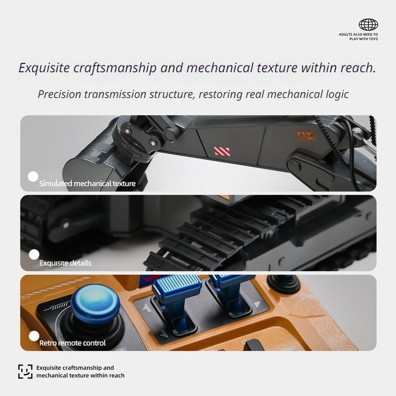 New Excavator 14 Way Construction Vehicle Simulation Remote Control Model Excavator Excavator Boy Toy Three In One Diy Assembly