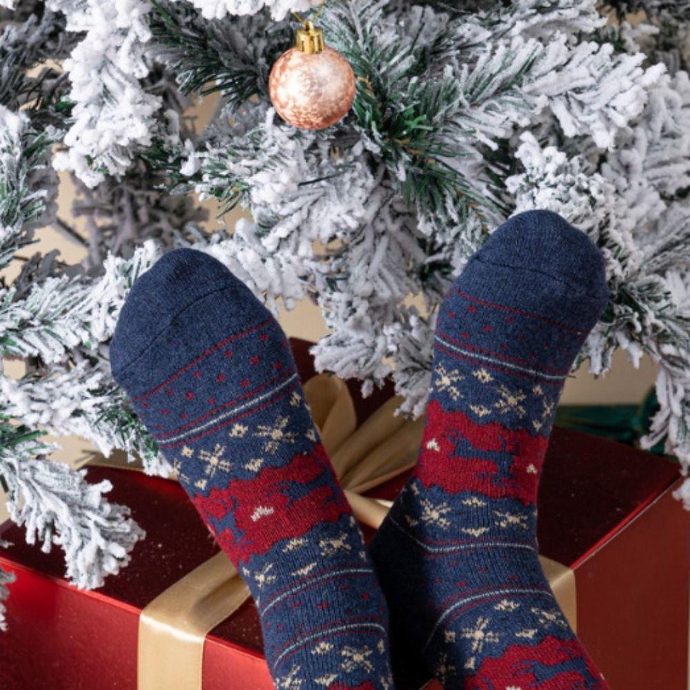5Pairs Santa Claus Wool Socks Cotton Knit Santa Stockings Fashion Christmas Socks  Unisex