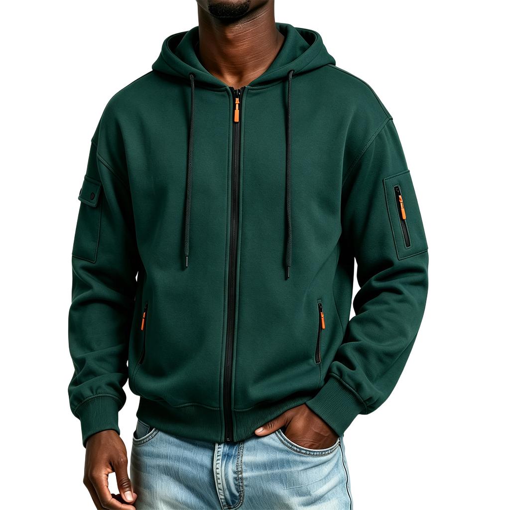 Men's Color Winter Hoodie with Zippered Pockets