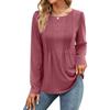 Spring and Autumn Striped Solid Color Round Neck Long Sleeve Casual T-shirt Fashion Women's Top
