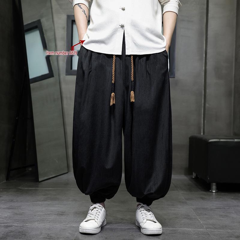 2024 Autumn/Winter Men's Chinese Style Plus Size Corduroy Harem Pants