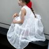 Loose Summer Cake Dress Ruffle Teens Long Dress Elegant Girls Princess Dress  Students