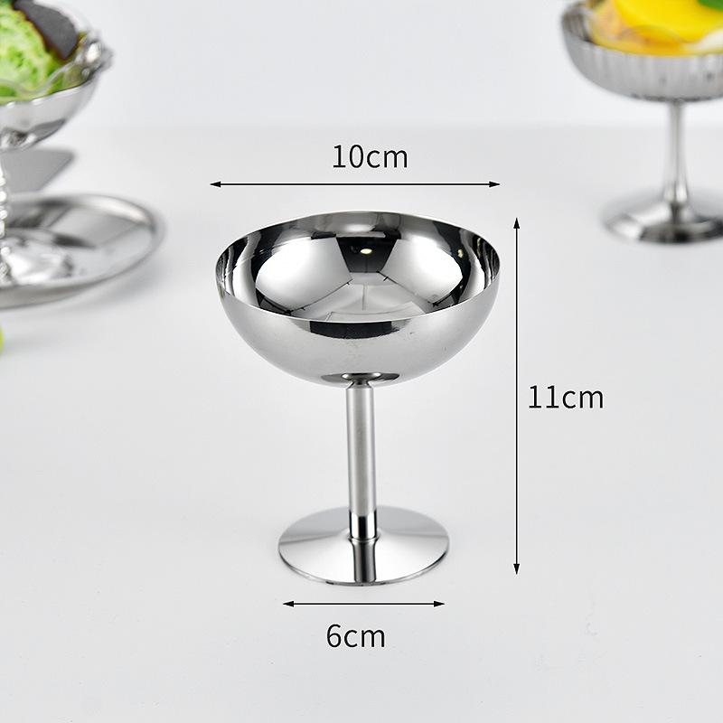 Retro nerezová dezertní miska - Styl Ins pohár na zmrzlinu a želé