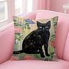 Painting Of A Cat Cushion Cover Pillowcase Upholstery Sofa Throw Pillow Home Decor Pillowcas
