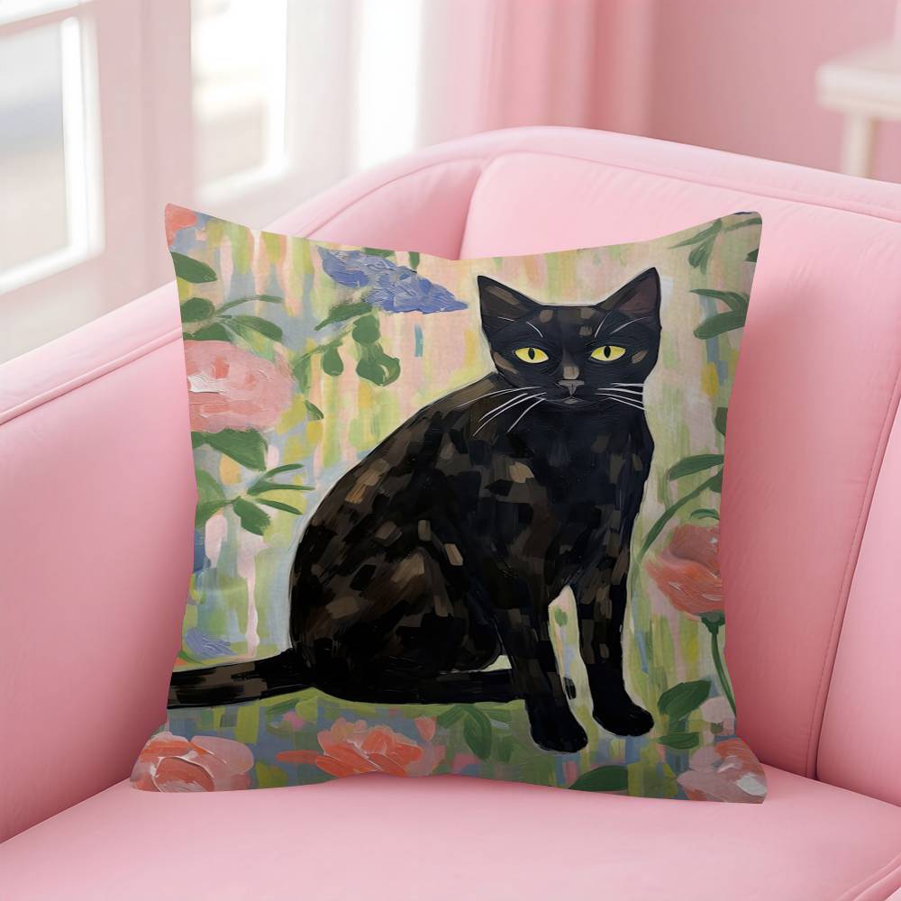 Painting Of A Cat Cushion Cover Pillowcase Upholstery Sofa Throw Pillow Home Decor Pillowcas