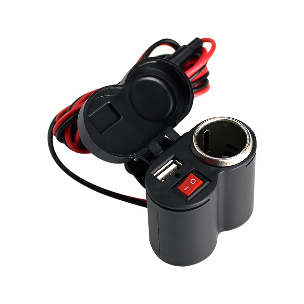 

1pcs Motorcycle Dual USB Charger 12V with Switch Waterproof Cigarette Lighter Socket Motorcycle Handlebar Clamp High Quality чорний