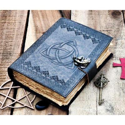 Handmade Leather Journal Spell The Triquetra Journal Circle of Triquetra Book For Men Women Traveling Sketchboo Blank Spell Book of Shadows
