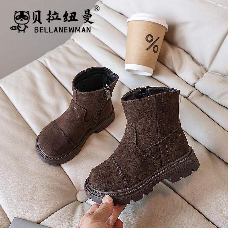 

Children s Double-Sided Fleece Short Boots, New Autumn Korean Style Girls British Retro Martin Boots for Older Kids 26the Length Within the C