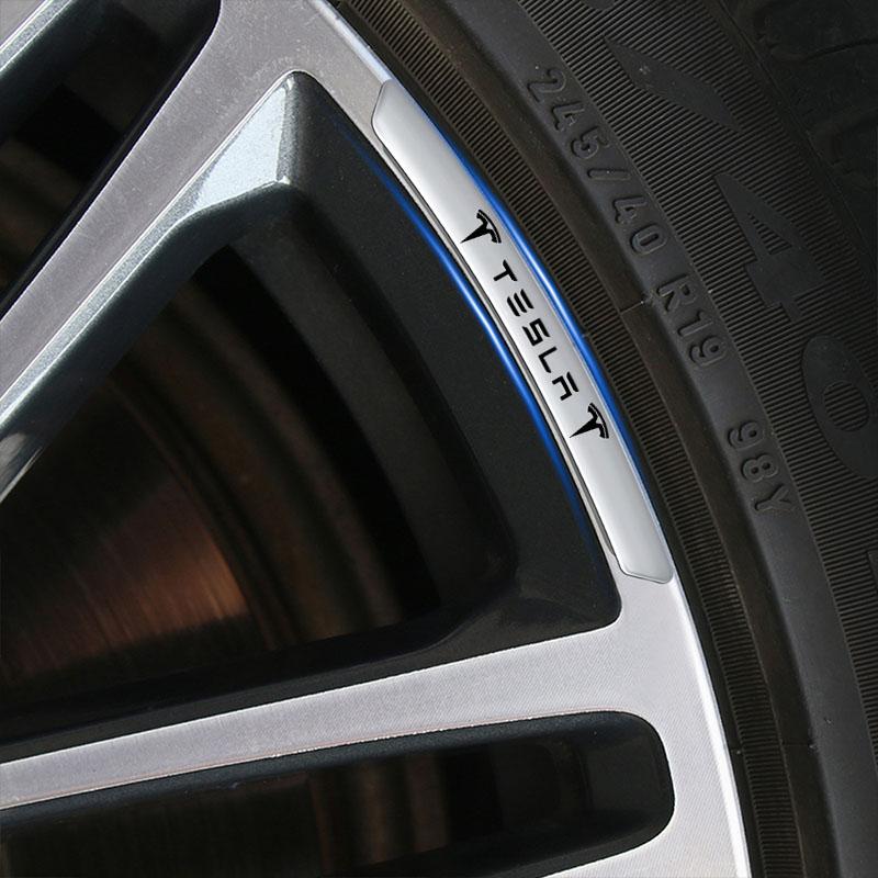 4Pcs Auto Wheel Hub Badge Tire Rim 3D Stickers Accessories For Tesla Model S Model X Model Y Cybertruck Model 3 Model Y