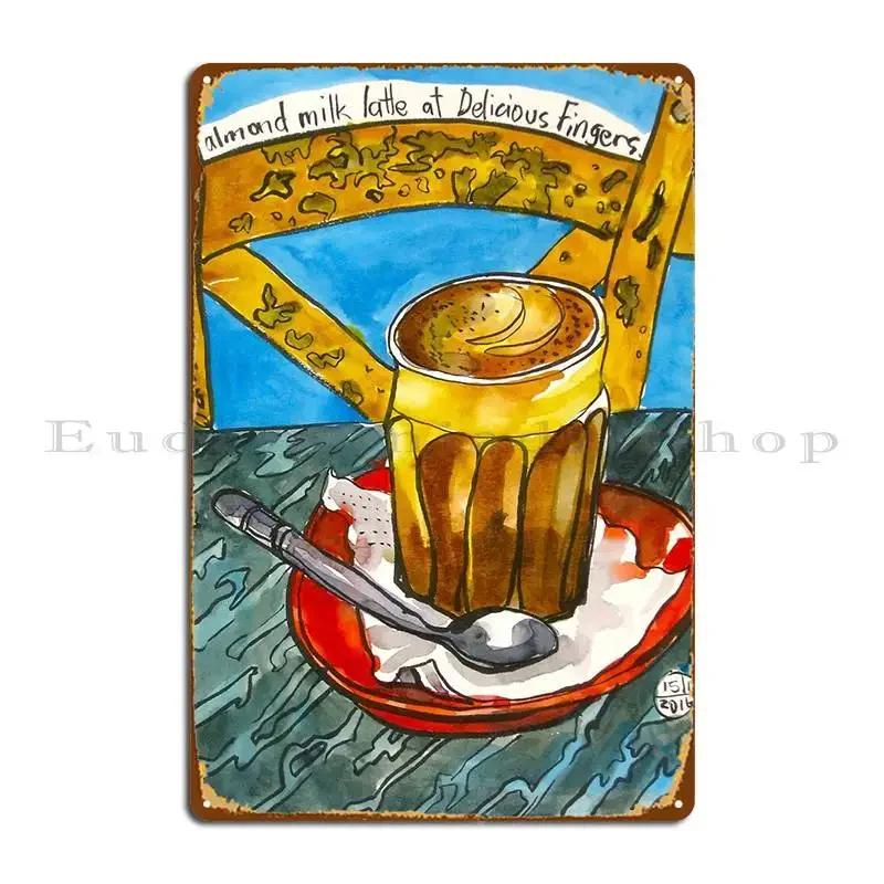 Almond Latte Metal Signs Poster Pub Designing Designing Design Pub Tin Sign Poster 20x30cm(7.8x11.8inch)