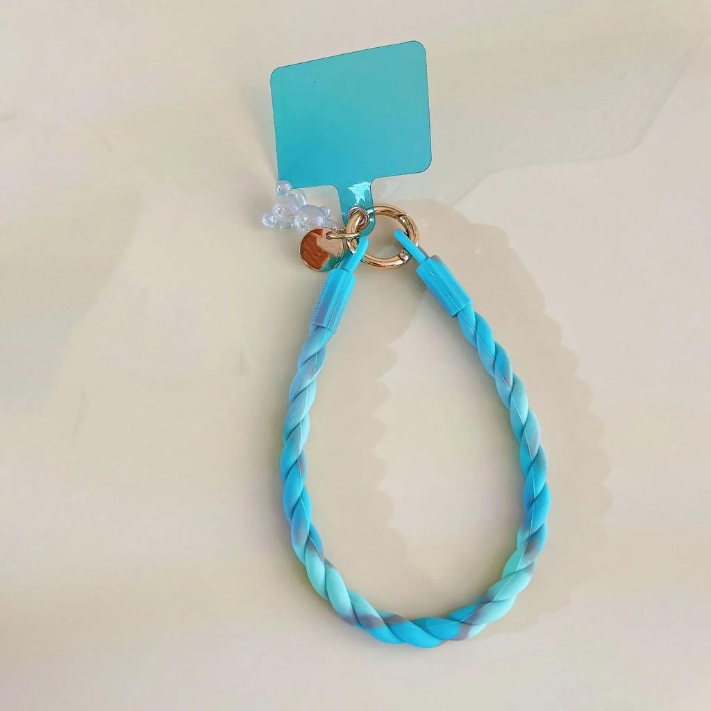 Macaron Color Silicone Lanyard Mobile Phone Rope Lanyard Luminous Bear Split Mobile Phone Chain Wrist Rope Anti-lost