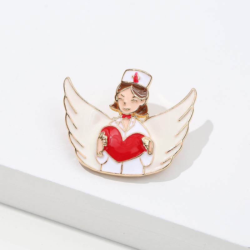 New Medical Medicine Brooch Pin Stethoscope Electrocardiogram Heart Shaped Enamel Metal Pin Nurse Doctor Backpack Lapel