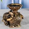 Porta-velas Elefante da Sorte Riqueza Estátua de Resinas Animais Castiçais para Velas Tealight