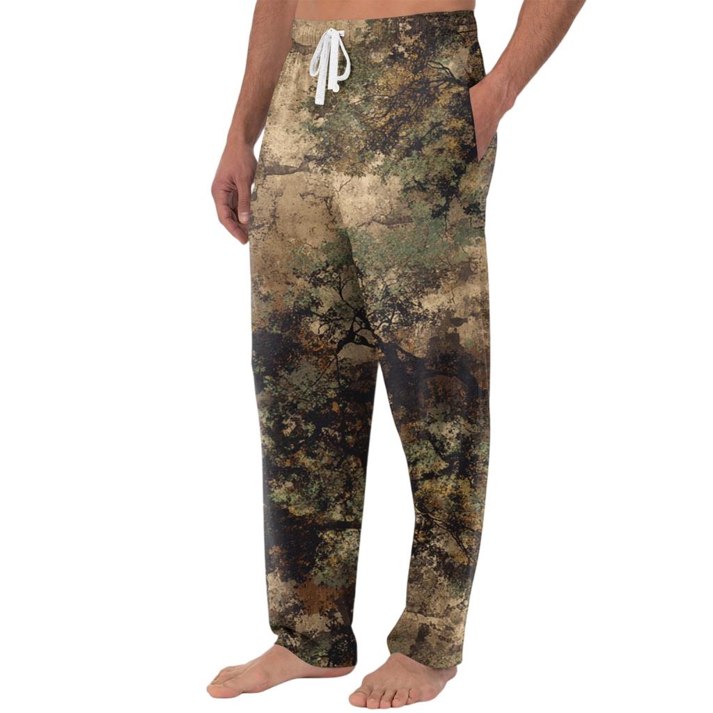 Men's Knitted Fashion Print Pocket Casual Pants Pajama Pants