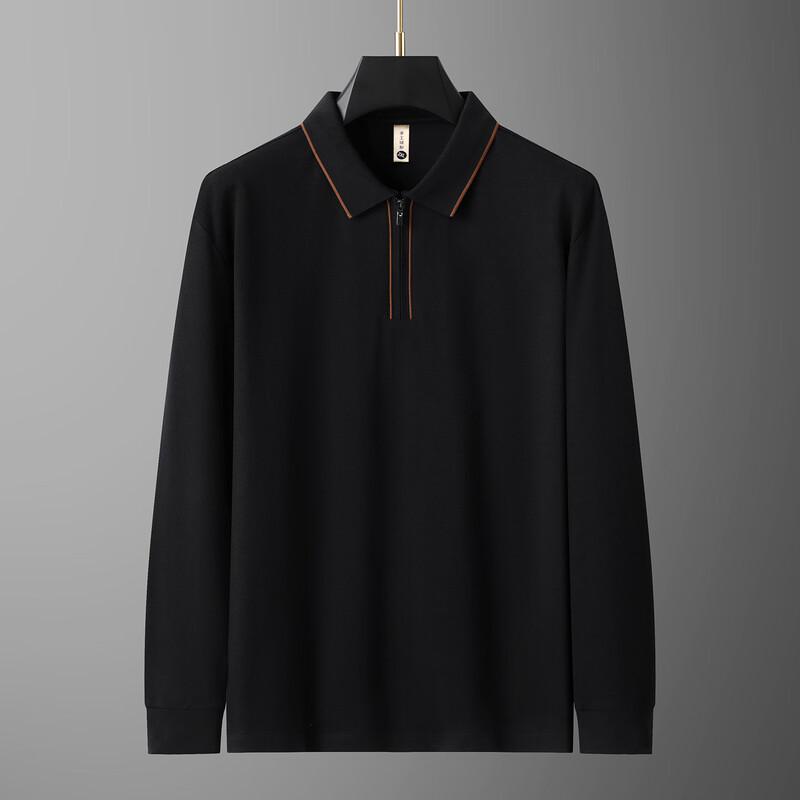 Dibinze Men's Plus Size Half-Zip Long Sleeve Polo Shirt