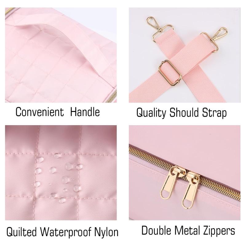 Portable Nail Varnish Organizers Bag Double Handles Adjustable Strap Waterproof Polyester Makeup Storage Case 30x22x25cm