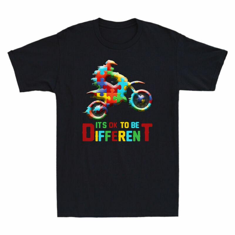 Autism Awareness Motorbike It’s Ok To Be Different Funny Men T-shirt Black Tee XXXL