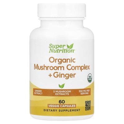 Organic Mushroom Complex + Ginger, 60 Veggie Capsules