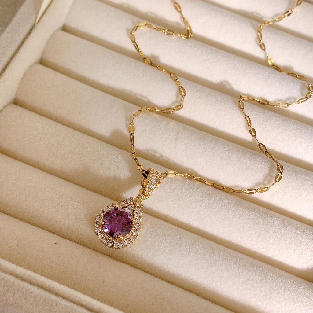 Necklace Does Not Fade Women's Summer Violet Titanium Steel Necklace Jewelry Temperament High-end Necklace
