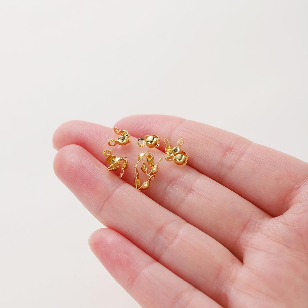 14K 18K Echtgold Plated Doppel Loch Endverschluss Perlen Offene Abdeckung Quetschperlen Für DIY Schmuckherstellung Halsketten Komponente