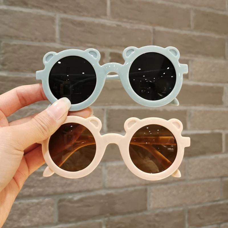 2024 Boy Girl Cute Cartoon Bear Shape Fashion Round Sunglasses Children Vintage Sunglasses UV Protection Classic Kids Eyewear