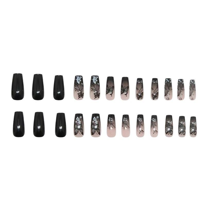 24pcs Ballet Dancer Butterfly Pattern Press On Nail Easy To Apply And Remove Elegant Fake Nail Suitable For Holidays, Parties, Gatherings, Daily Wear