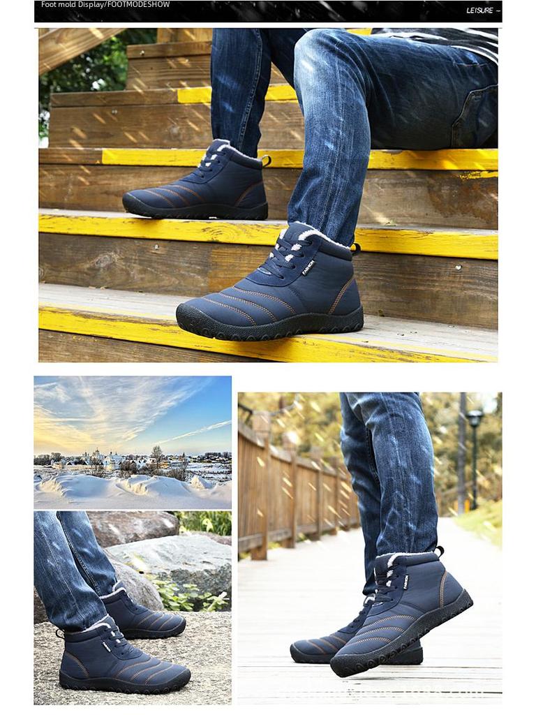 Men's Winter High-Top Lace-Up Velvet-Lined Boots for Seniors