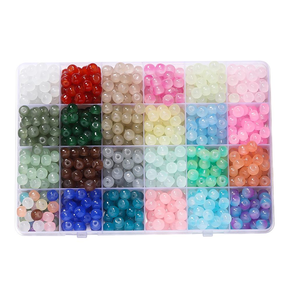 20-50pcs/lot Jelly Flat Round glass Beads Bracelet Spacer Beads For DIY Handmade Charm Jewelry Making Findings Wholesale