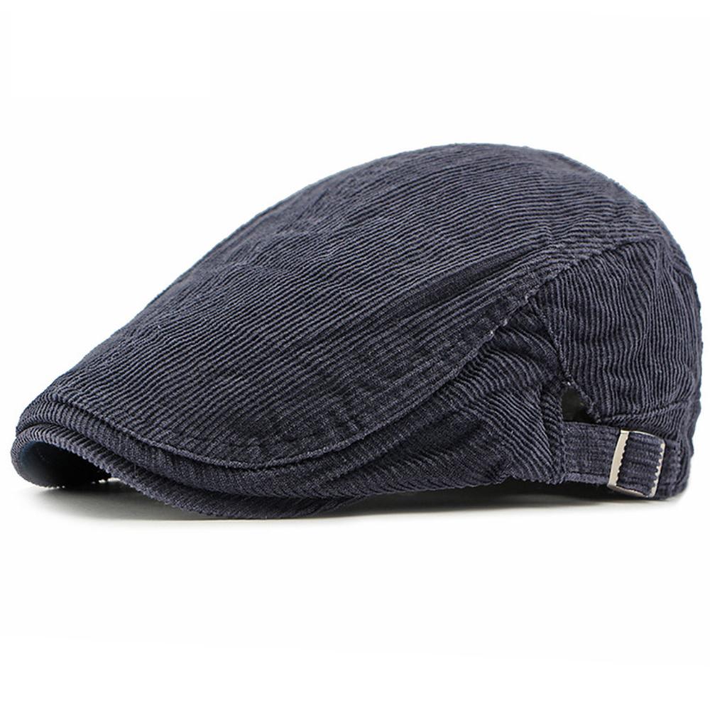 

HT4439 Men Women Berets High Quality Reversible Beret Cap Male Female Solid Plain Ivy Flat Cap Vintage Artist Painter Beret Hats 55-60cm Adjustable темно-синього кольору