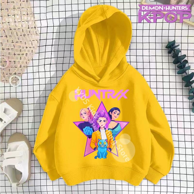 Y2K KPop ציידי שדים קפוצ'ונים נערות מתבגרות בנים רומי KPop ציידי שדים קפוצ'ון סתיו קז'ואל שרוול ארוך בגדי ילדים