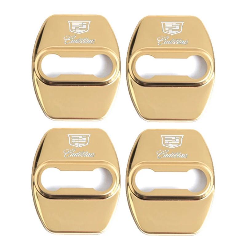 4 Stück Edelstahl Auto Türschlossgehäuse Abdeckung Schutzaufkleber für Cadillac CTS Escalade ATS CT5 Emblem Außen Zubehör