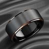 Fashion 8mm Stainless Steel Rings for Men Rose Gold Color Step Edge Black Brushed Men Rings Wedding Party Jewelry Gifts