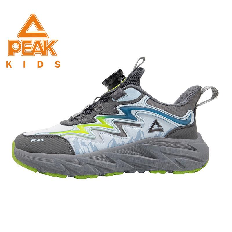 

PEAK Autumn Lightweight Leather Sneakers for Boys - New Style Outdoor Sports Shoes for Middle and Older Children 36 темно-сірий/світло-синій колір