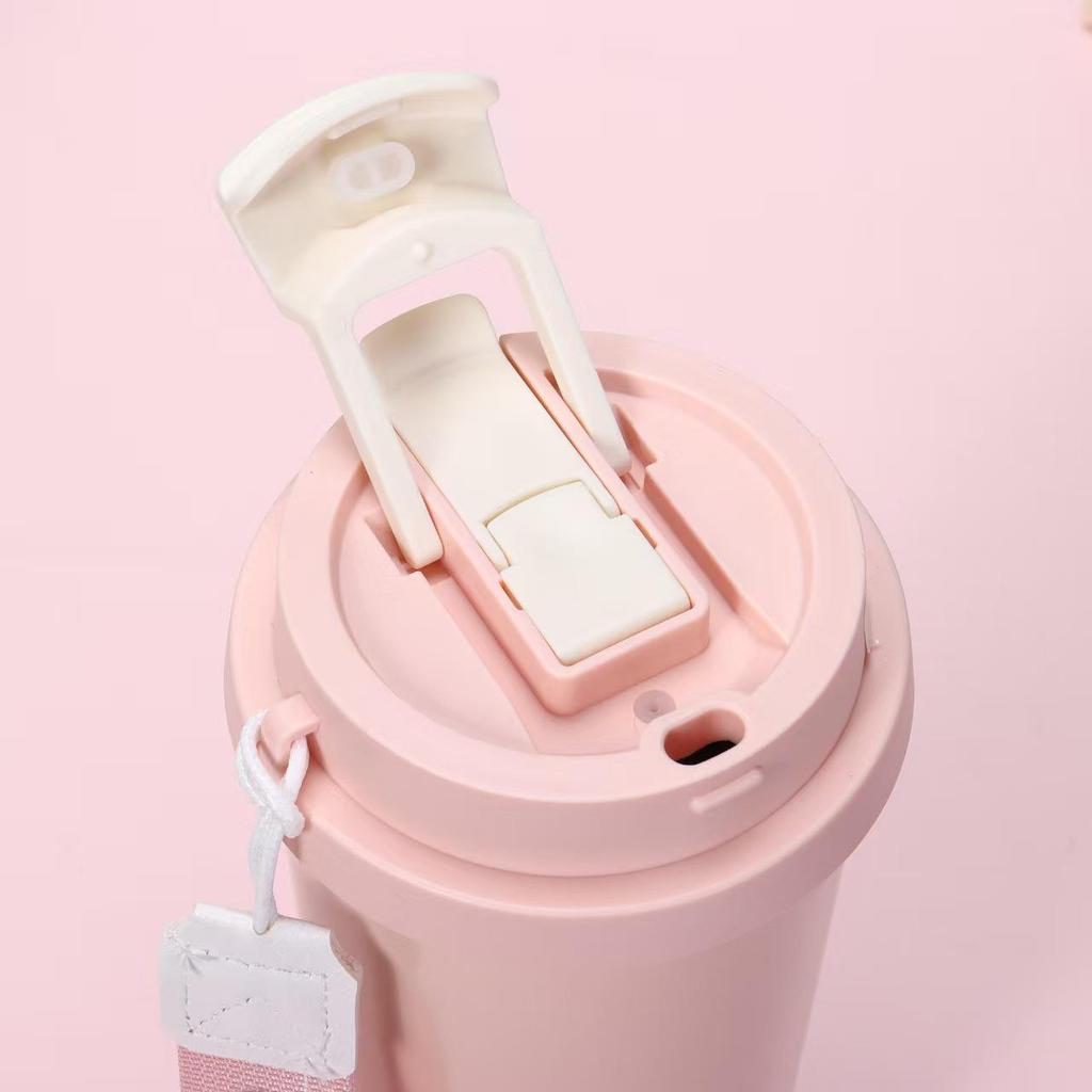 Sealable and Leak-Proof Lily of the Valley Stainless Steel Insulated Cup with Lid and Straw