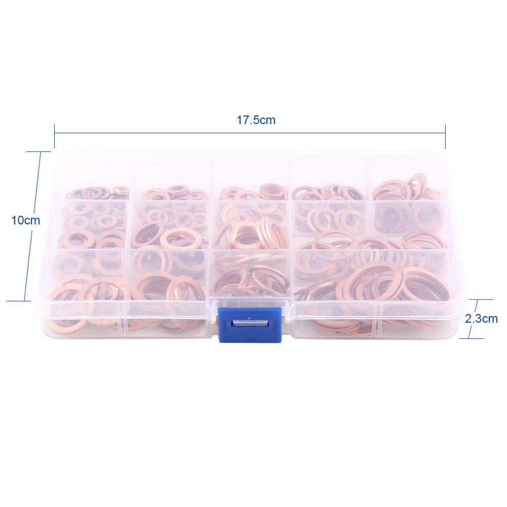 280pcs 12 Sizes Copper Flat Washer Plain Washers With Box Fitting for Screws Bolts Fasteners