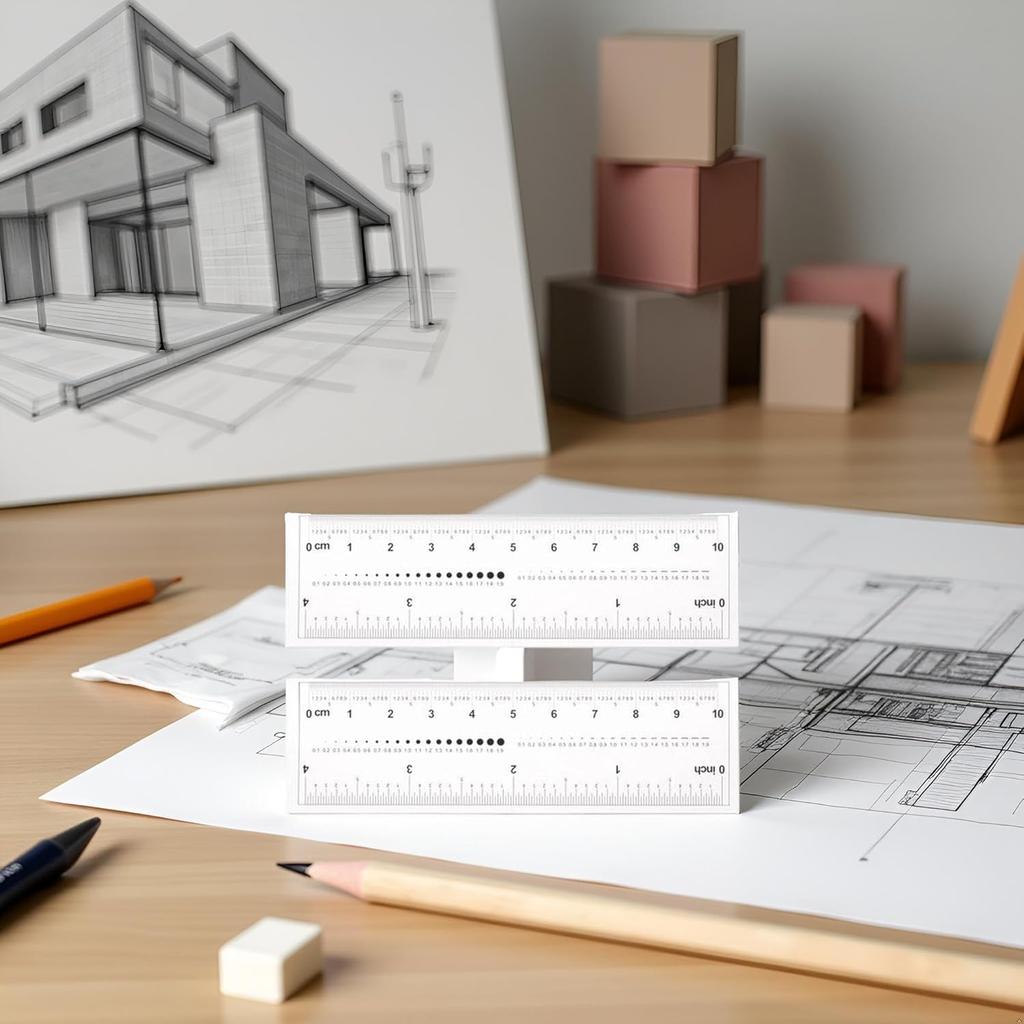 2Pcs White Film Flexible Ruler 4 Inch 0.1mm Scale PET Plastic Folding Straight Ruler Calibration Soft Measuring Tool for Factory, Transparent