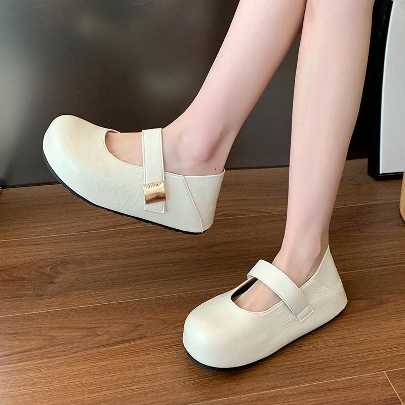 Red Mary Jane Single Shoes Women's Platform Height Increase Spring and Summer New with Skirt Cool Single Shoes