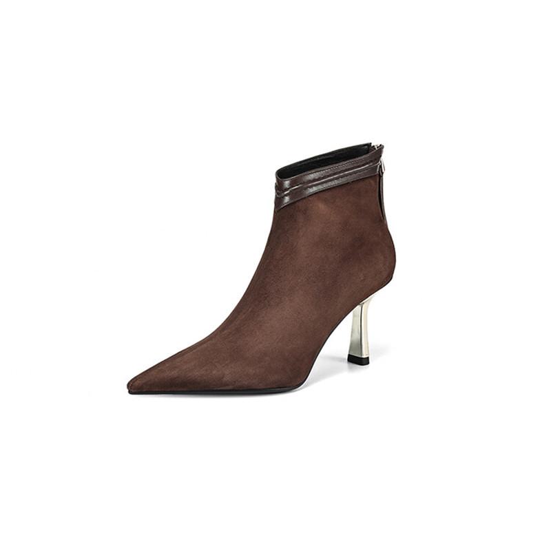 Fashion New Autumn Winter Sheep Suede Women Boot Fashion Short Boots Pointed Toe Stiletto Heels Boots for Women High Heels Zapatos Mujer