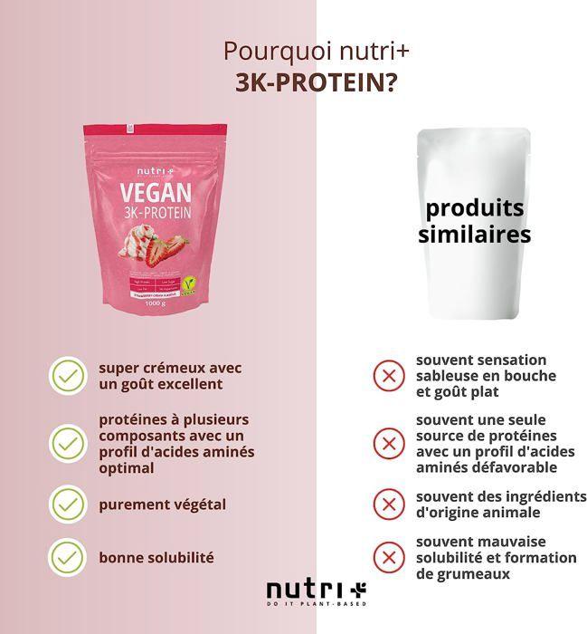 Nutri+ shape & shake 3k protein - poudre de protéines végétaliennes - crème fraise - proteines - 1000g