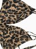 European Leopard Print Deep V-Neck Slit Dress with Cross Shoulder Straps and High Waist Design