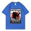 Catzilla Funny Cat Attack Graphic T Shirts Harajuku Japanese Unisexga Short Sleeve Tshirts Unisex Unisex Casual Fashion Loose Tshirt
