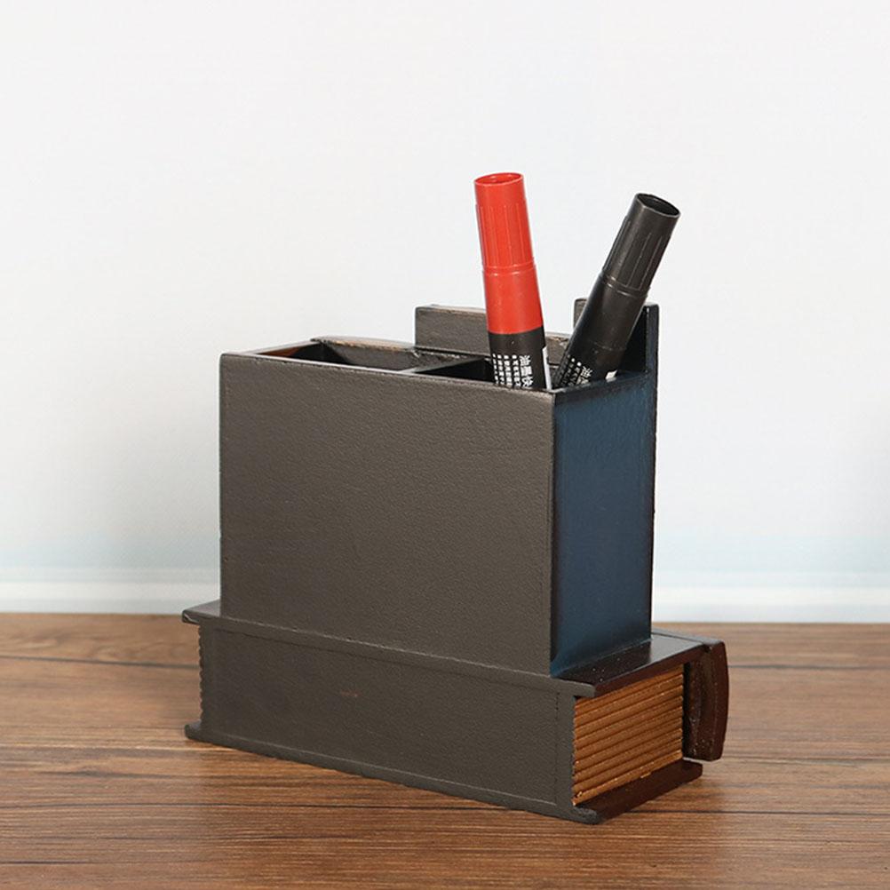 Stiftebehälter aus Holz im Vintage-Stil, Retro-Stiftehalter, gefälschter Buch-Stiftehalter, Stiftebehälter im europäischen Stil für Büro, Wohnheim, Zuhause