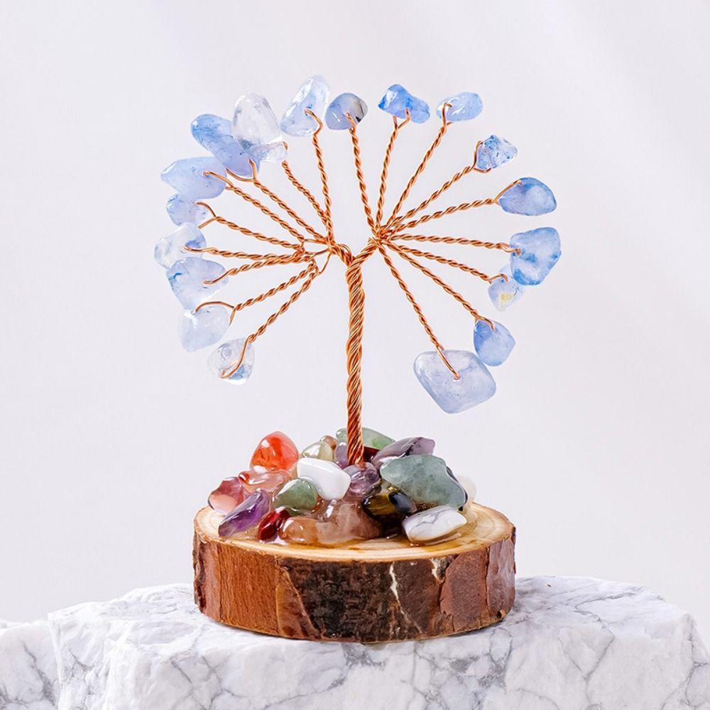 Positive Energy Crystal Wishing Tree Multicolor Fortune Tree Figurine Mini Crystal Trees  Desk