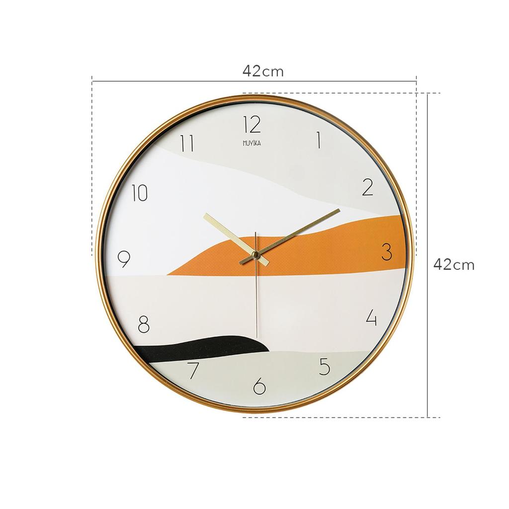 MUYIKA Pino Echtglas-Wanduhr mit geräuschlosem Mechanismus, 42 cm